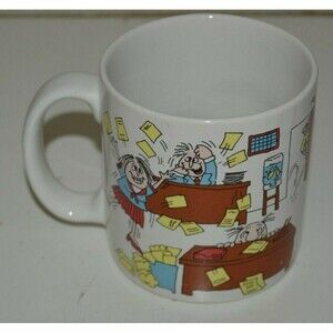 Nice Funny Vintage How Can I Help It OFFICE Crazy RUSS Coffee Mug Rare